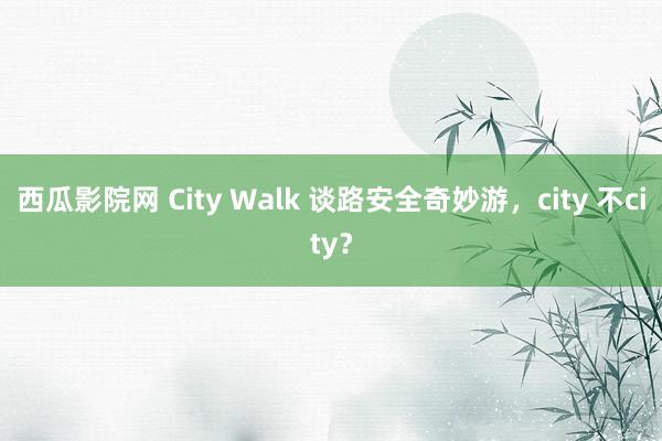 西瓜影院网 City Walk 谈路安全奇妙游，city 不city？