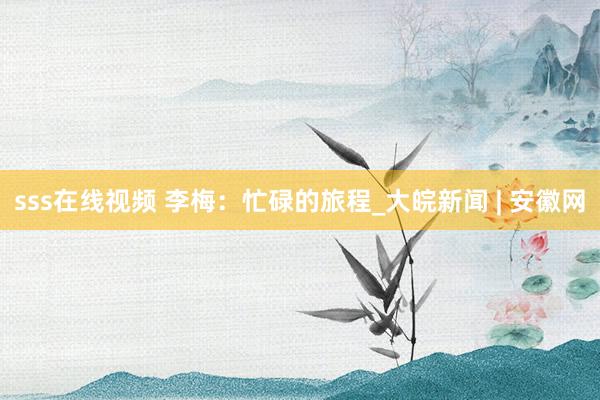 sss在线视频 李梅：忙碌的旅程_大皖新闻 | 安徽网