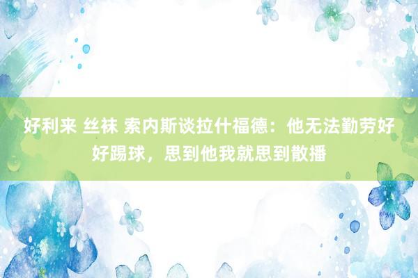 好利来 丝袜 索内斯谈拉什福德：他无法勤劳好好踢球，思到他我就思到散播