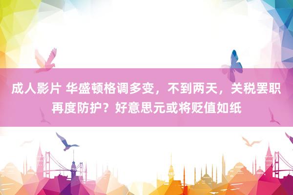 成人影片 华盛顿格调多变，不到两天，关税罢职再度防护？好意思元或将贬值如纸