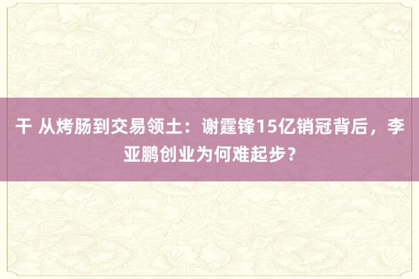 干 从烤肠到交易领土：谢霆锋15亿销冠背后，李亚鹏创业为何难起步？