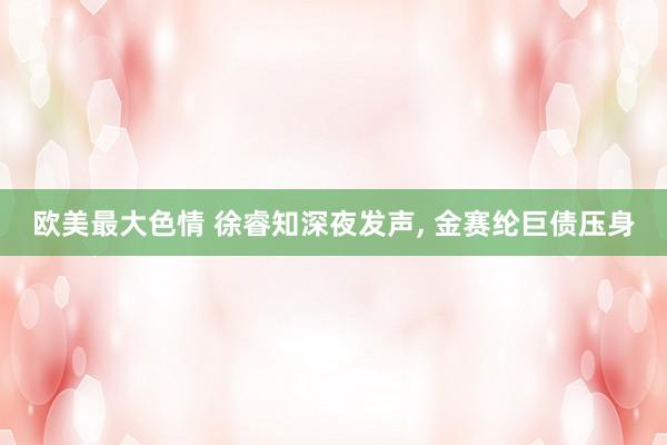 欧美最大色情 徐睿知深夜发声, 金赛纶巨债压身