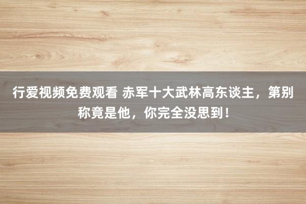 行爱视频免费观看 赤军十大武林高东谈主，第别称竟是他，你完全