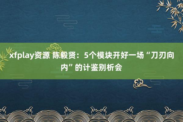 xfplay资源 陈毅贤：5个模块开好一场“刀刃向内”的计鉴